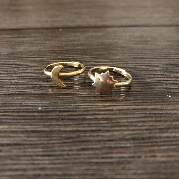 Gold metal sun and moon adjustable rings - Picture 1 of 2